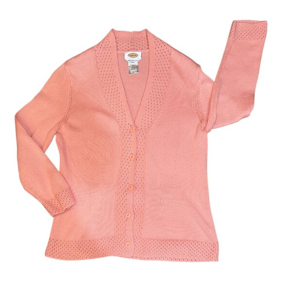 Talbots Pink Long sleeve Knit 5-Button Mercerized Cotton Cardigan Women's Size M - Picture 5 of 9